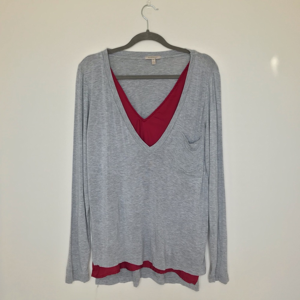 Bordeaux | Cozy Long Sleeve Layered Tee with Cami